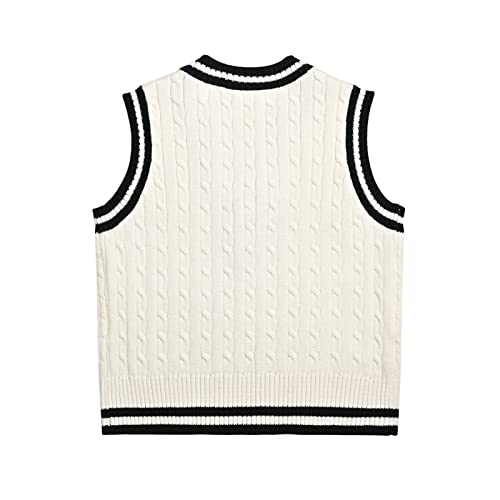 Image of Women's Sweater Vest,Y2K Sleeveless Pattern Preppy Style Knitted Crop Tank Top for Girl