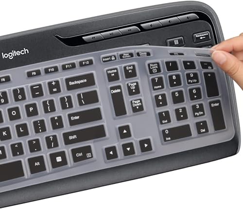 Image of OJOS Keyboard Cover for Logitech MK320 K330 MK335 YR002 /Y-R0009 Wireless Keyboard, Ultra Thin Silicone Keyboard Protector Skin Logitech MK320 K330 MK335 Accessories-Black