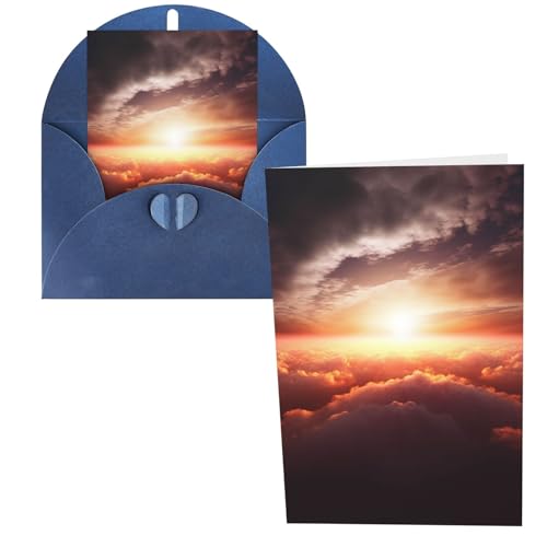 QMNSEHF サンライズ クラウド グリーティングカード 封筒付き サンキューカード Happy Birthdayカード 女性用 男性用 クリスマス ハロウィン 結婚式 ブランク ノート カード あらゆる機会 グリーティングカード 4x6