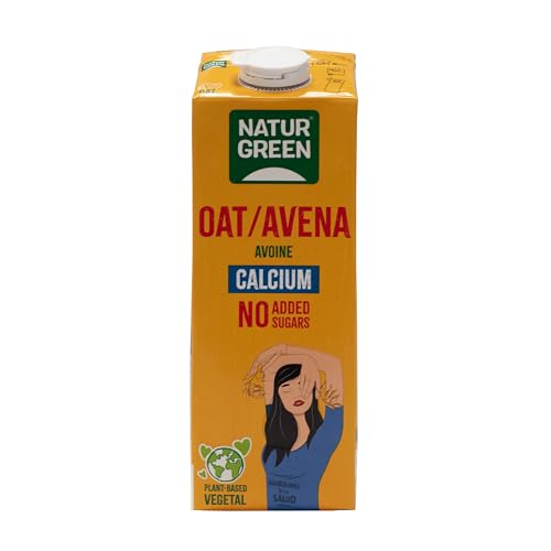NaturGreen - Oat/Avena Calcium Sin Azúcar Añadido, Bebida Vegetal de Avena sin Azúcares Añadidos y con Calcio, 100% Vegano, Sin Soja, Sin Gluten, Sin Lactosa, Sin Frutos Secos - 1L