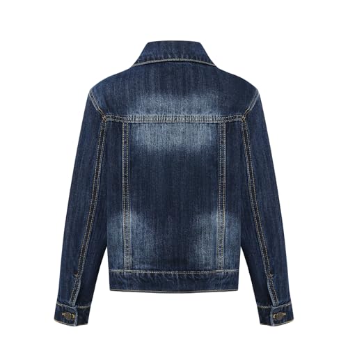 Girls's Jacket Basic Button Down Fitted Long Sleeves Denim Jean Jacket 2-16 Years3