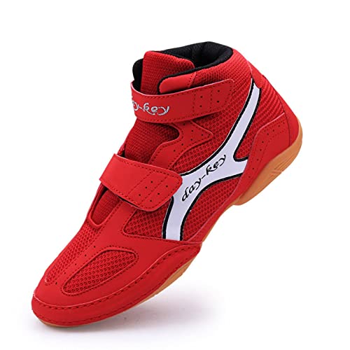 Cowox New Fighting Shoes Indoor Training Competition Boxing Shoes Rubber Magic Buckle Children Wrestling Shoes #TOP1