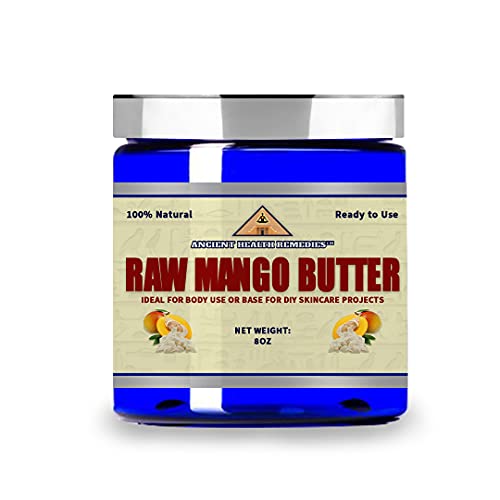 Ancient Health Remedies Organic Unrefined Raw Mango Butter Jar/Blocks Bulk, Light Mango Aroma, Non-Greasy Base For Beauty, Skin Moisturizing, Diy Base For Body Butter & Hand Creams (8 Ozjar) #TOP2