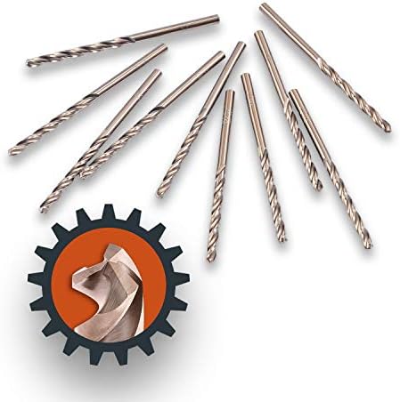 Lichamp 1/8" HSS Cobalt Drill Bits 10PCS with Three Flute for Hard Metal, Hardened Stainless Steel and Cast Iron