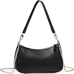 WantGor Clutch Tote Handbags, Shoulder Purse for Women Crossbody Bags Mini Hobo Bag Retro Vegan Leather Trendy Handbag (Black)
