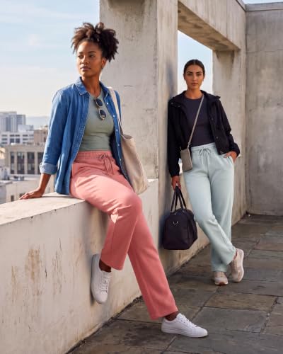 Image of Real Essentials 3 Pack: Women's Relaxed Fit Fleece Open Bottom Sweatpants - Casual Athleisure (Available in Plus)