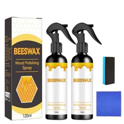 2PCS Beeswax Spray Wood Floor Icleaning Polish, Furniture Cleaning Polish, Wuitable for Living Room, Kitchen and Wood Furniture Floor Cleaning, Environmental Friendly, Non-Toxic, Pure Beeswax