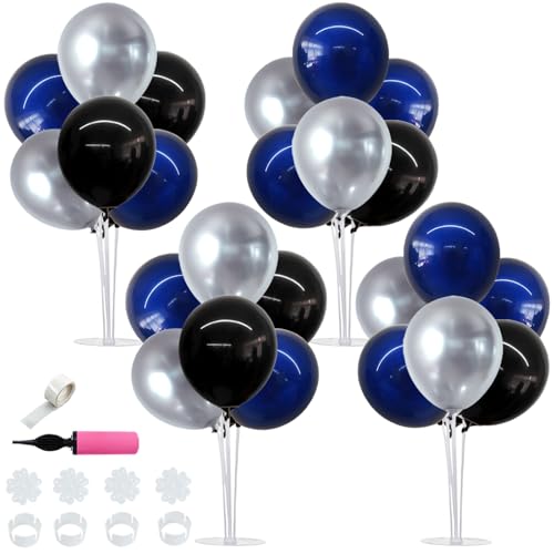 Image of TONIFUL 4Set Black Blue Silver Balloon Stand Balloon Centerpieces for Table