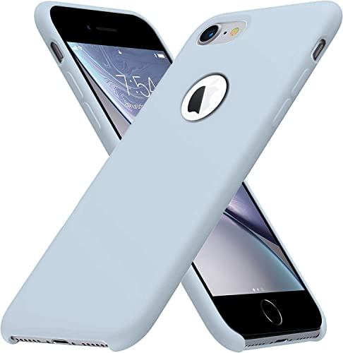 Image of VONZEE Liquid Silicone Soft Back Cover for iPhone 7 Case, Shockproof Slim Camera & Full Body Protection Non Yellowing Cover with Microfiber Lining & Logo Cut (4.7 Inch) -Mist Blue