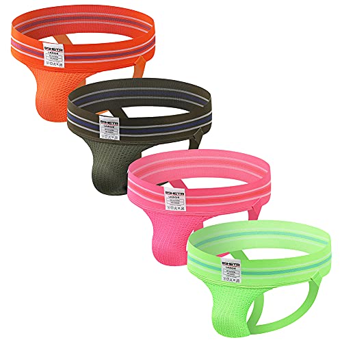 BSHETR Men s Athletic Supporters Jockstrap Active Underwear (4-Pack, L:32 -34 ,81cm-86cm)