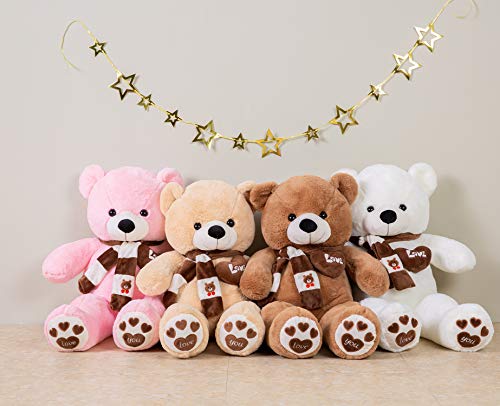 YunNasi Teddybär Groß Riesen Teddy Bär Hellbraun 100cm Plüschtier Kuscheltier Stofftier Teddybär mit Herz und Schal