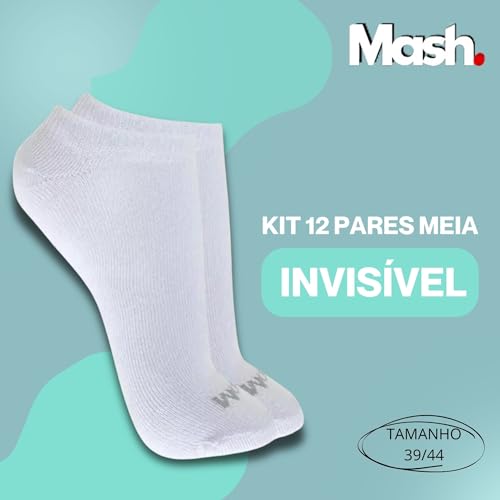 Kit 12 Pares Meias Sapatilha Invisível Mash Algodão ACT | 12 Brancas | 39-44 |