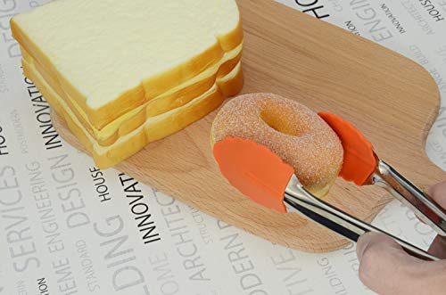 Image of HINMAY 7-Inch Silicone Tipped Kitchen Tongs, Set of 3 (Orange)