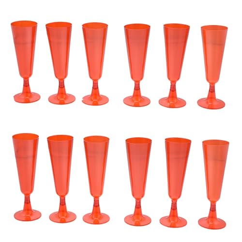Set 12 calici fluit rossi in plastica rigidi monouso bicchiere da Spumante champagne per feste party