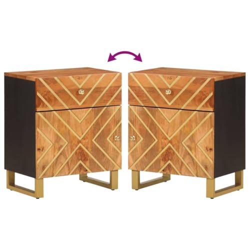 Table de chevet étroite 33 cm gain de place bois de manguier et fer pour lit haut - 8