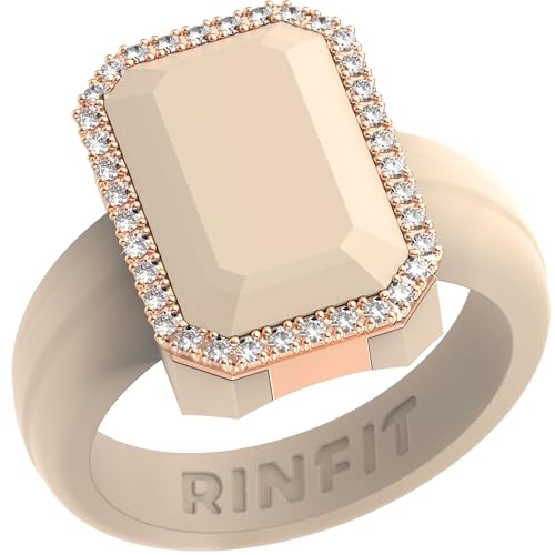 rinfit women39s silicone wedding band - promise rings for her - emerald cut with cubic zirconia - patented design