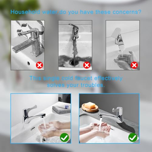 Kleine Armatur Gäste WC, Edelstahl Gäste WC Wasserhahn, kaltwasserhahn gäste wc, wasserhahn kaltwasser, Einhebel Wasserhahn Bad, Klein Wasserhahn Kaltwasser mit Filtermünder 60cm Anschlussschlauch