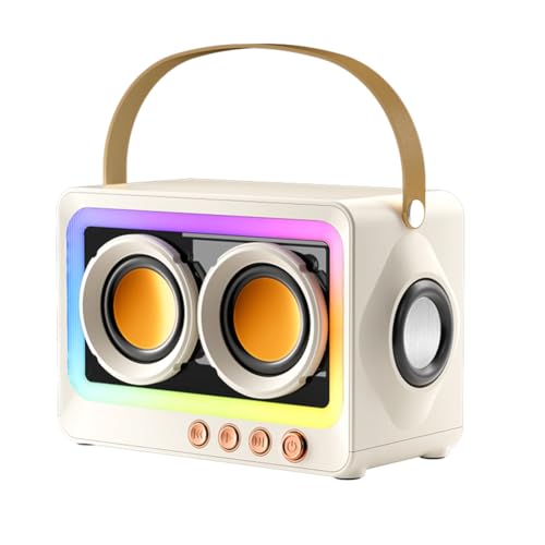 Lckiioy Altavoz Subwoofer Bluetooth Portátil Caja de Audio con Sonido HiFi Inalámbrico Mini Altavoz Mp3 Inalámbrico Bluetooth Cremoso