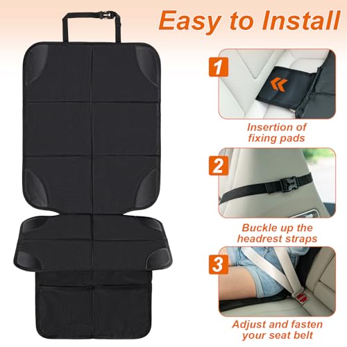 Husfunov Car Seat Protector,2Pack Car Seat Cushion,with Thickest Padding and Non-Slip Backing,Waterproof 600D Fabric Car Seat Covers with Storage Pockets for Baby for Baby、Pet and All Types of Cars - Thumbnail 4