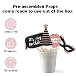 Party Birthday Photo Booth Props, 30Pcs Set of Happy Birthday Selfie Party Supplies with Real Glitter Cute Bday Designs for Women or Girls,Easy to Assemble(Rose Gold) - Image 4