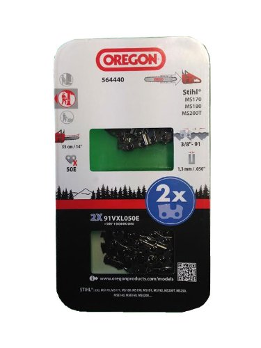 Oregon 91VXL059G Sägekette, 59 Treibglieder, 3/8 Zoll Teilung, Lange Obere Platte