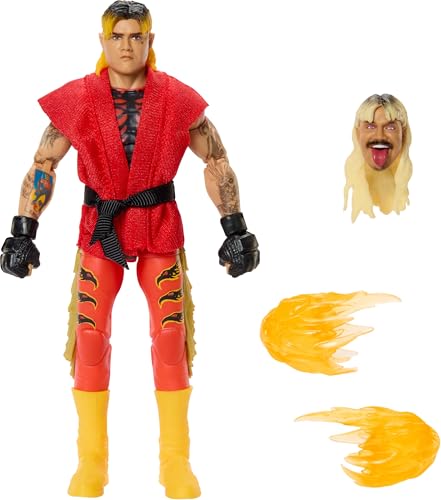 Mattel WWE Dirty Dominik Mysterio As Ken x Street Fighter Cross Over Elite Figura de acción de lucha libre de 6 pulgadas, juego de mashup coleccionable JML27
