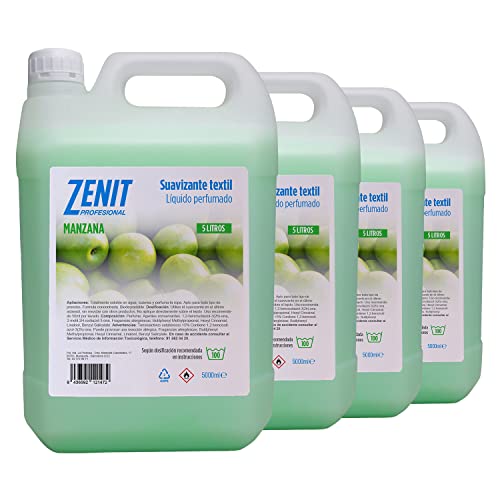 4 x 5 litros Suavizante para ropa fragancia Manzana | Suavizante textil perfumado | Suavizante para ropa profesional | Tintorería y lavandería Cover