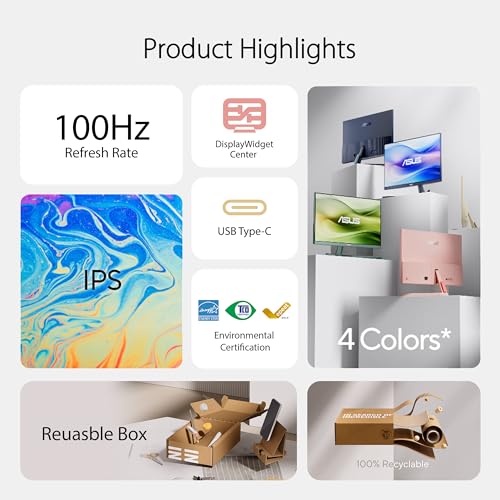 VU249CFE-B Monitor Eye Care da 24” pollici (23,8) Full HD (1920 x 1080) IPS 100 Hz, 1 ms, Adaptative-Sync, USB Type-C 15W Power Delivery, Ecosostenibile, DisplayWidget Center, Eye Care Plus, Blu - Monitor - Immagine 1