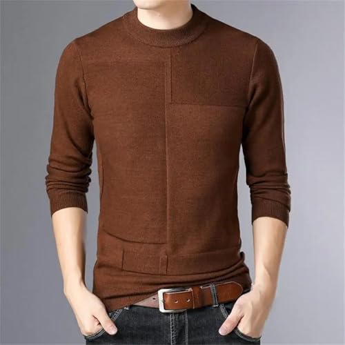 Men Long Sleeve Knit Sweater Solid Color Crew Neck Simple Casual Pullover Jumper Top2