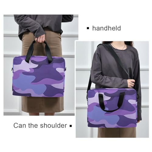 Funda para laptop 15.6" morado camuflaje con asa y correa miniatura 2