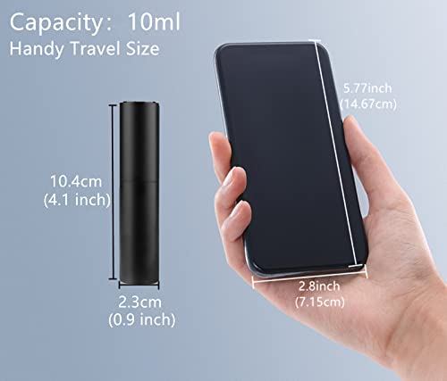 Image of Refillable Travel Perfume Atomizer Bottles, 2 Pcs 10ml Mini Portable Spray Bottles Refillable Perfume Aftershave Atomizer Empty Travel Bottles with Funnel (10ml (Black+Dark Purple))