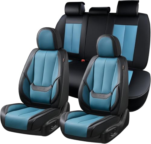 Image of Coverado Car Seat Covers Full Set, Seat Covers for Cars, Front Seat Covers and Back Seat Cover Waterproof Leather Automotive Seat Cover, Universal Car Interior Protectors for Most Cars