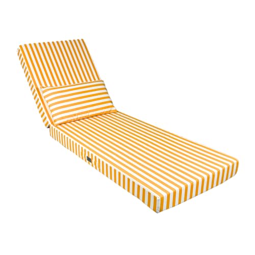 Déco Arts Coussin Bain de Soleil 190x60x10 cm avec Têtière — Matelas Transat Déhoussable Déperlant Anti-UV — Tissu Premium 270 g/m² Oeko-TEX —...
