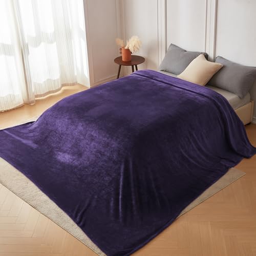 COOVA Oversized King Fleece Blanket 120x138 inches, Soft Cozy Warm Giant Extra Large 10'x11.5' Blanket for Bed, Sofa, Couch,Travel, Camping, California Huge Flannel Big Throw Blanket, Pueple