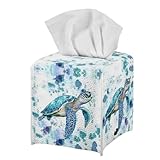 ZFRXIGN Hippie Sea Turtle Tissue Holder Square Tissue Box Cover Napkin Dispenser for Home Office Restaurant Tissues Cover with Bottom Belt Car Decor Tissue Cube Box Cover Organizer Dispenser