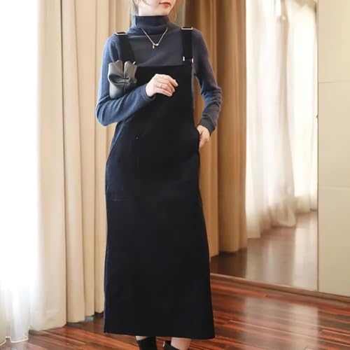 Image of chouyatou Womens Cute Corduroy Adjustable Strap Overall Dress fringe Pinafore Baggy Maxi Long Tank Dress