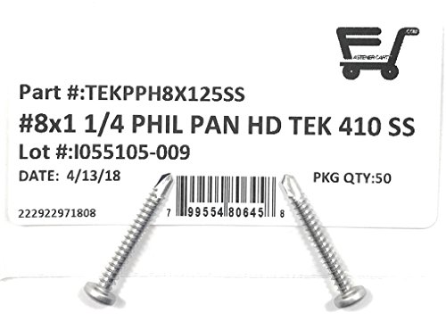 #8x1 1/4 Acero inoxidable Tornillo Autorroscante Pan Phillips miniatura 2