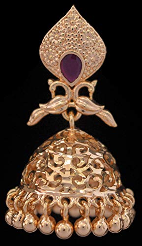 Image of Radha's Creations brass Ruby Emerald stud earrings one gram gold for women and girls one gram gold
