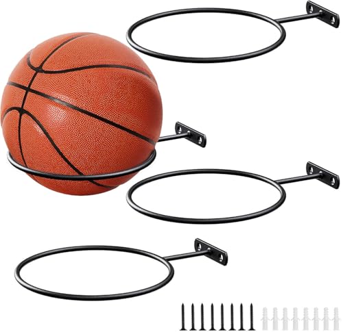 4Pack 6in Basketball Holder Wall Mount for Basketball, Soccer Ball, Volleyball, Football, Rugby