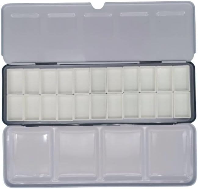 Watercolor Pans with Magnetic Stripes 80 Full White Plastic Empty Paint Pans for Watercolor Oil Painting or Travel tin Box Palette Painting (80 Full Pans with Magnetic Stripes)