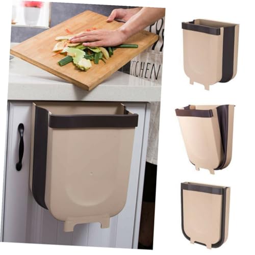 Caneca de basura plegable colgante café para cocina miniatura 6