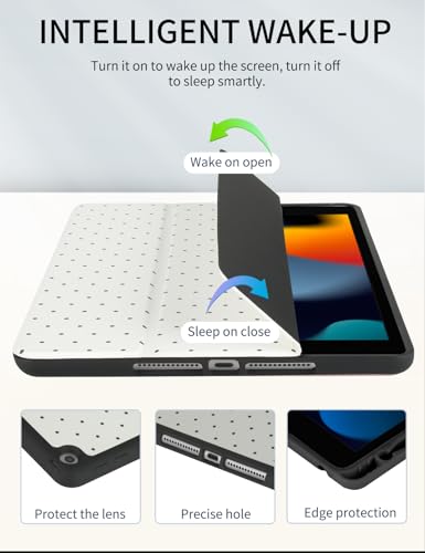 Étui pour iPad 11" 2025 et 10.9" avec porte-crayon blanc à pois