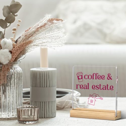 Realtor Gifts, Pink Realtor Gifts for Women, Realtors Office Desk Decor for Women, Real Estate Agent Gift, Closing Gift, Coffee and Real Estate Acrylic Sign Realtors Office Bedroom Shelf Table Decor - Image 4