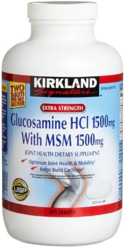 Kirkland Signature Glucosamine with MSM, 375 Tablets (4 Pack)