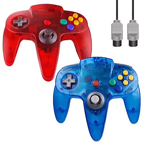 ZeroStory   Mando N64 N64 N64 para consola de videojuegos N64 (rojo transparente y azul transparente)