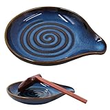Soporte de cuchara de cerámica para cocina, resistente al calor, apto para lavavajillas, multiusos como soporte para utensilios o plato pequeño para servir