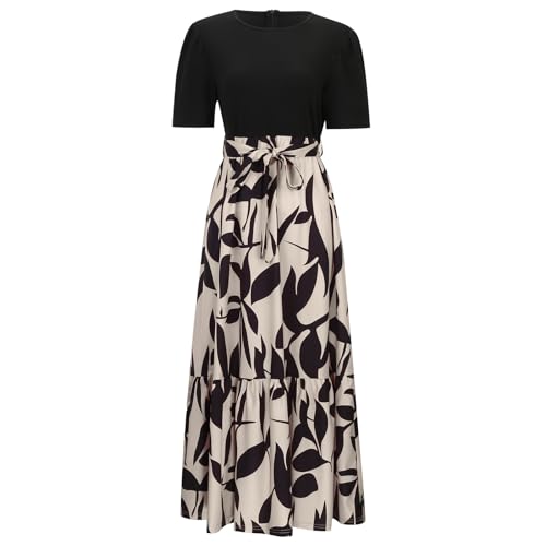 Robe d'été ample en patchwork à volants pour sublimer et affiner la silhouette - 3