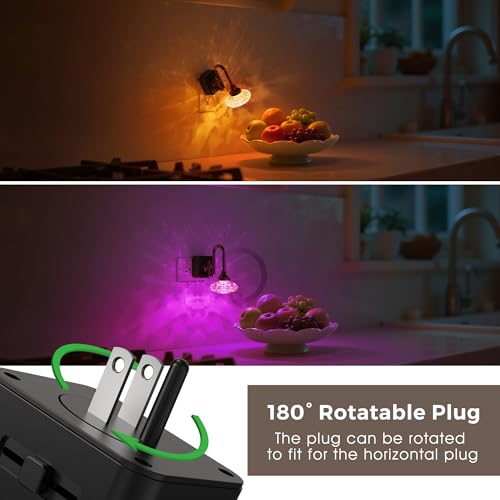 Image of L LOHAS LED Night Lights Plug into Wall,10-Color Changing RGB Floral Night Lights, Dusk to Dawn,3 Brightness Levels,Rotatable Plug in Nightlight for Bedroom, Nursery, Hallway, Gift