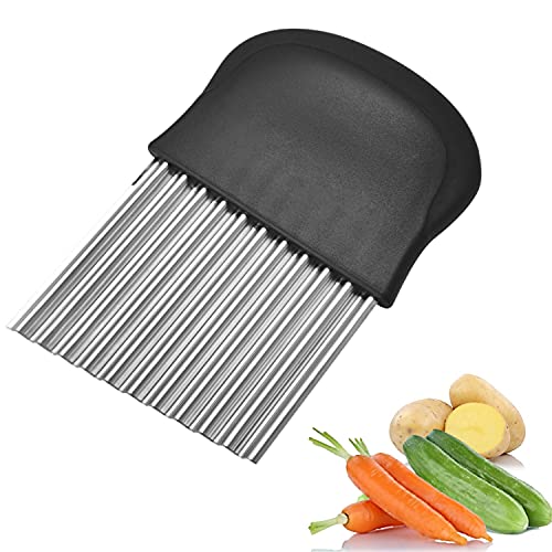 FiBiSonic Pommes Wellenschneider Kartoffelschneider Edelstahl, Gemüseschneider Küchenhelfer Pommes Frites Chips Schneidemesser, Obst Gemüse Salat Schneider Werkzeug für Gemüse, Kartoffeln, Zwiebeln Cover
