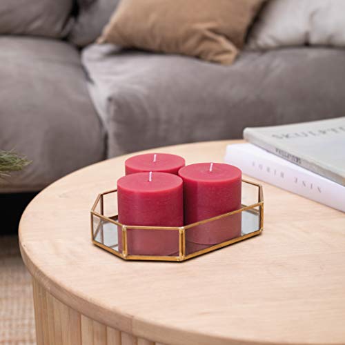 Candwax 3X3 Pillar Candle Set Of 3 - Decorative Rustic Candles Unscented And No Drip Candles - Ideal As Wedding Candles Or Large Candles For Home Interior - Bordeaux Candles #TOP4